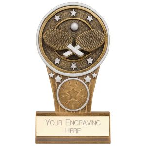 Ikon Tower Table Tennis Plaque Award Antique Silver & Gold 125mm